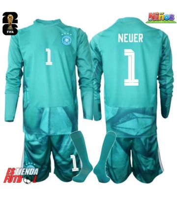 Alemania Manuel Neuer #1 Portero Primera Equipación Niños Mundial 2026 Manga Larga (+ Pantalones cortos)